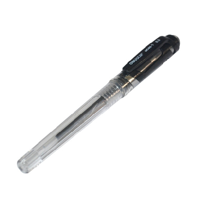 得力S22水笔透明笔杆签字笔0.5mm （48支装）黑色