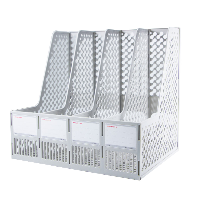 金得利（KINARY）版正耐用资料架文件筐文件栏办公桌面收纳文件框4格SN102