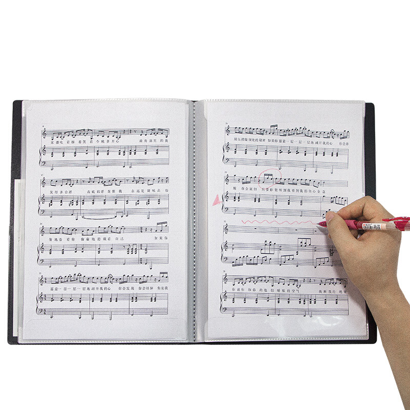  金得利CF240 专业乐谱夹子 A4钢琴谱夹册文件夹资料册曲谱夹琴谱夹黑色小清新学生A3吉他可修改夹可定制黑色