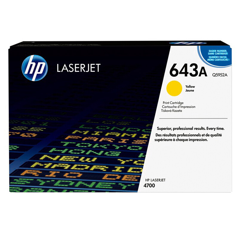 惠普（HP）643A/Q5950A黑色ColorLaserJet4700DN打印机硒鼓643A黄色（Q5952A）约10000页