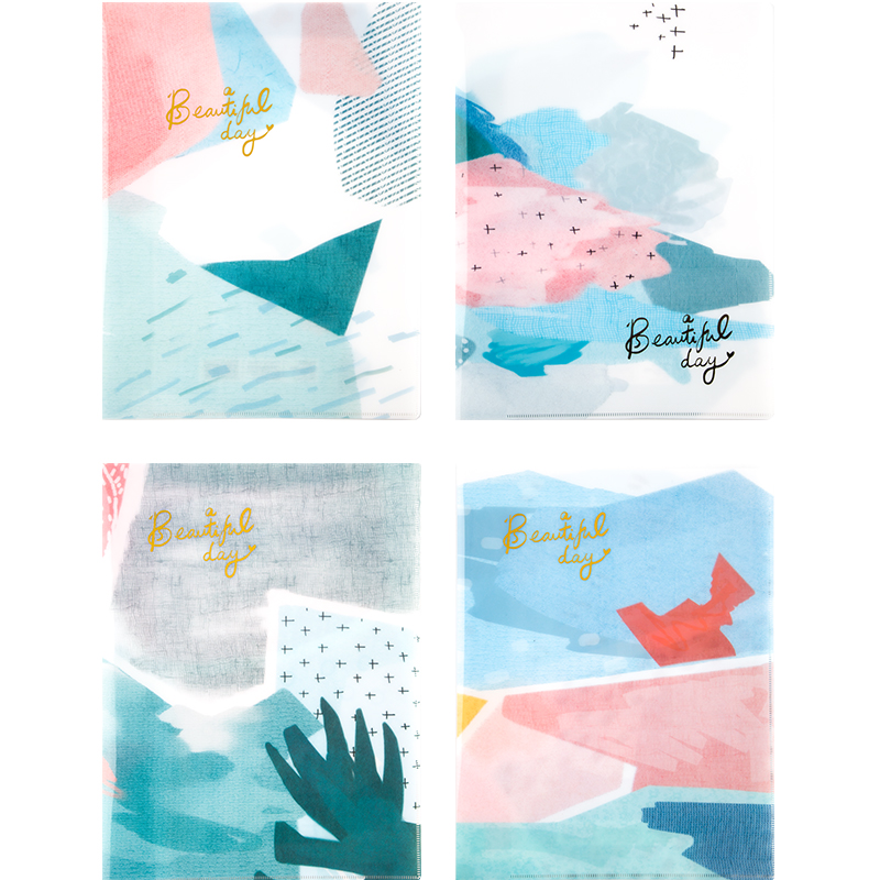 广博(GuangBo)4入式文件夹资料夹学生办公用品佗寂单个装颜色随机KAJ23032