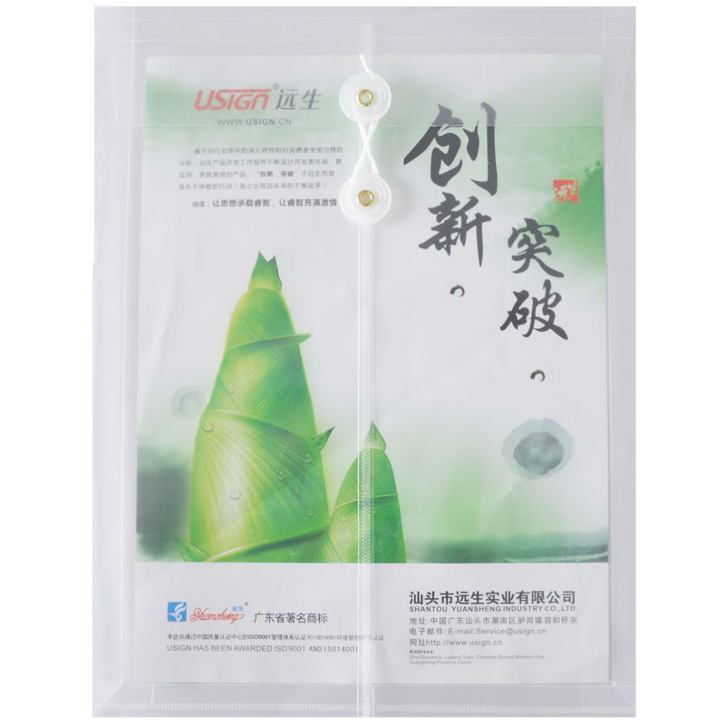 远生(USign)A4透明绕绳档案袋/文件袋/资料袋 竖式 白色绑带式票据收纳袋加厚12个装F118（330*249*30mm）摊开式