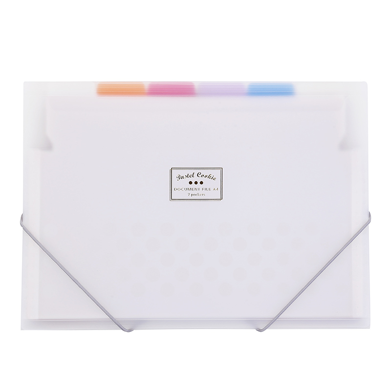国誉(KOKUYO)淡彩曲奇学生薄款松紧风琴包/资料册/文件夹/收纳袋A46层7袋透明WSG-DFC70T
