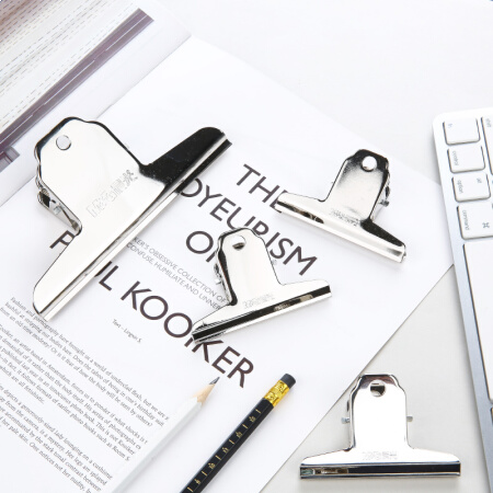 晨光(M&G)文具76mm山形票夹 办公金属财务票据夹 不锈钢夹子画板夹 4个装ABS92637