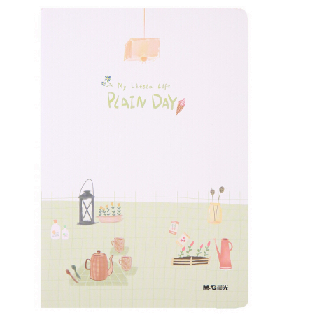 晨光(M&G)文具A5/40页办公学习笔记本 日记本记事笔记本子 悠闲时光系列缝线本软抄本 4本装FA5465