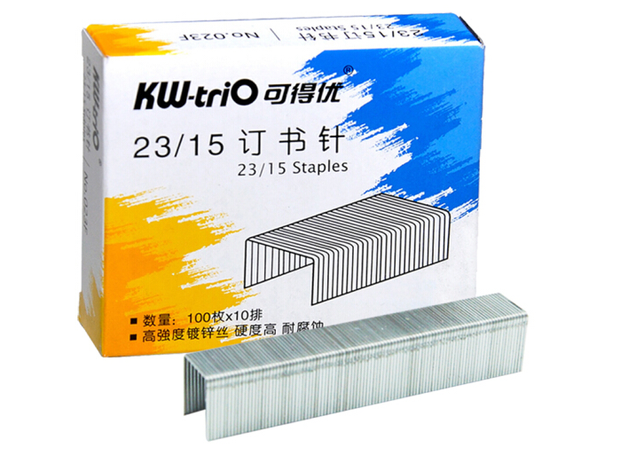 可得优（KW-triO） 镀锌丝订书钉 订书针 1000枚/盒 23/15