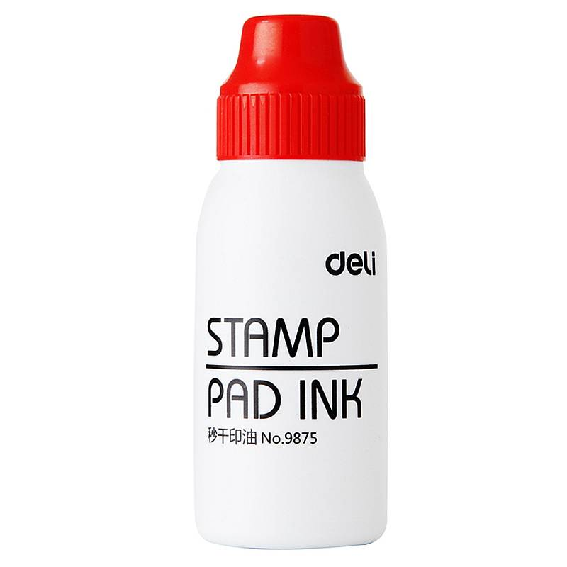 得力(deli)50ml秒干印油 财务办公印章专用 办公用品 红色9875